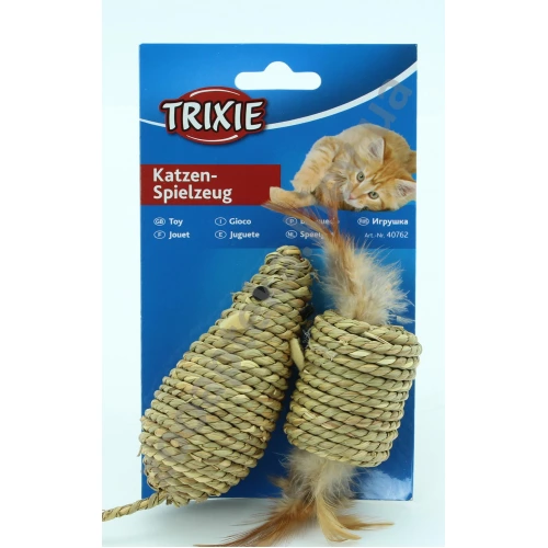 Trixie - сизалевая мышь и ролл с перьями Трикси