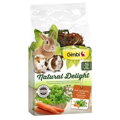 Gimbi Natural Delight - трав'яний мікс Джимбі трави і морква для гризунів