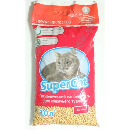 Super Cat - деревний наповнювач Супер Кет для котячого туалету червоний